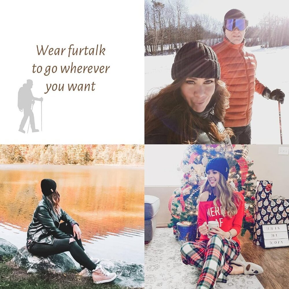 Women’s Brown Winter Fleece-Lined Chunky Knit Beanie Snow Hat Cap - Picture 5 of 6